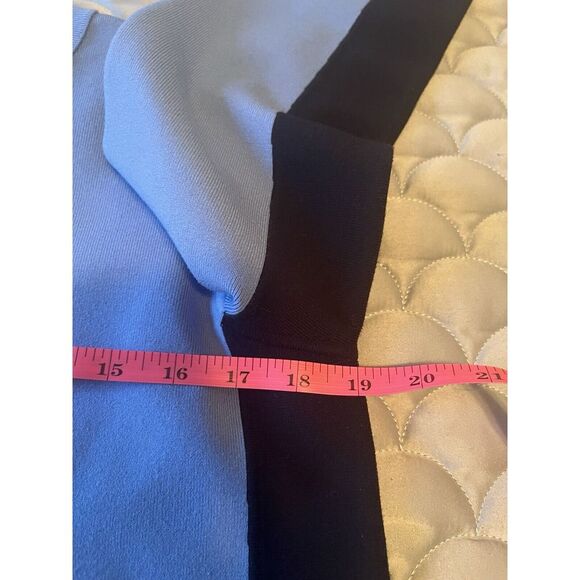 Per se By Carlisle Designer Luxury Mock Neck Color Block Navy Blue Sweater Sz M - Picture 5 of 7